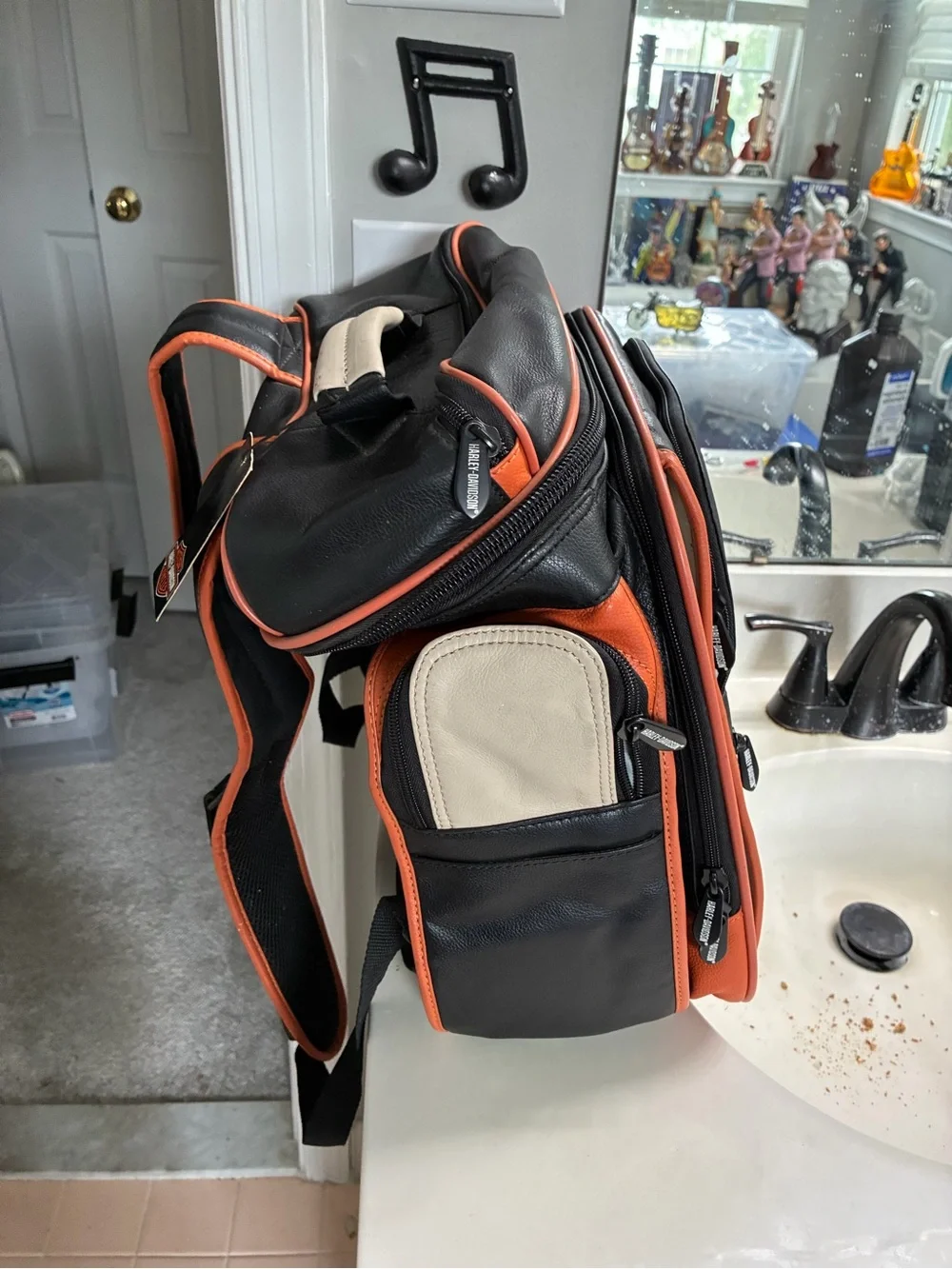 Harley-Davidson Black and Orange Travel Backpack Bag New With Tags